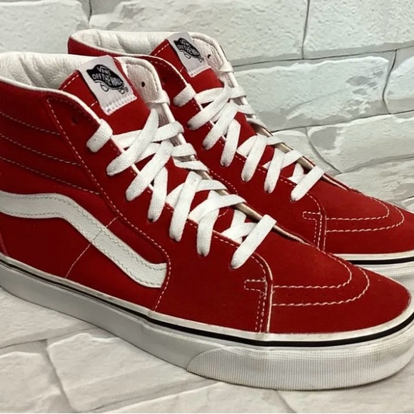 Vans Shoes - VANS SK8-HI Top Suede Skate Athletic Shoes Racing Red Men's Size 6.5Women's 7.5